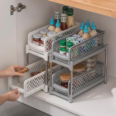 2-Tier Multi-Purpose Bathroom Cabinet Organizer, Pull Out Under Sink Storage Shelf Pantry Organization Kitchen Storage Shelf