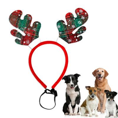 Christmas Dog Headband Pet Christmas Headwear Accessory Set Brown Elk Party Headwear Puppy Headband for Small Medium Dogs Cats