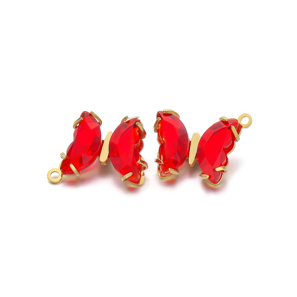 5pcs Stainless Steel Transparent Crystal Glass Butterfly Charms for DIY Jewelry Exquisite Necklace Findings Earrings Making