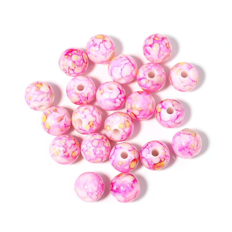 50-100pcs 8/10/12mm Crackle Acrylic Beads Colorful Round Loose Spacer Beads For DIY Jewelry Making Bracelet Necklace Accessories