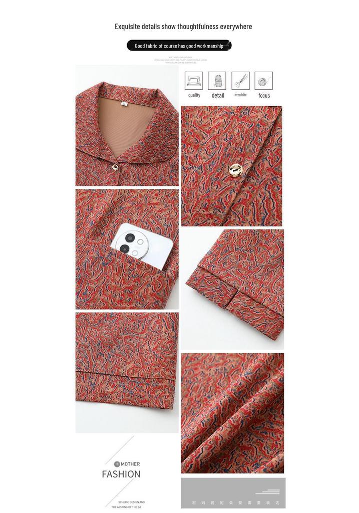 Grandma's Spring Floral Shirt & Autumn Lapel Jacket - Stylish Cardigan for Middle-Aged & Elderly Women