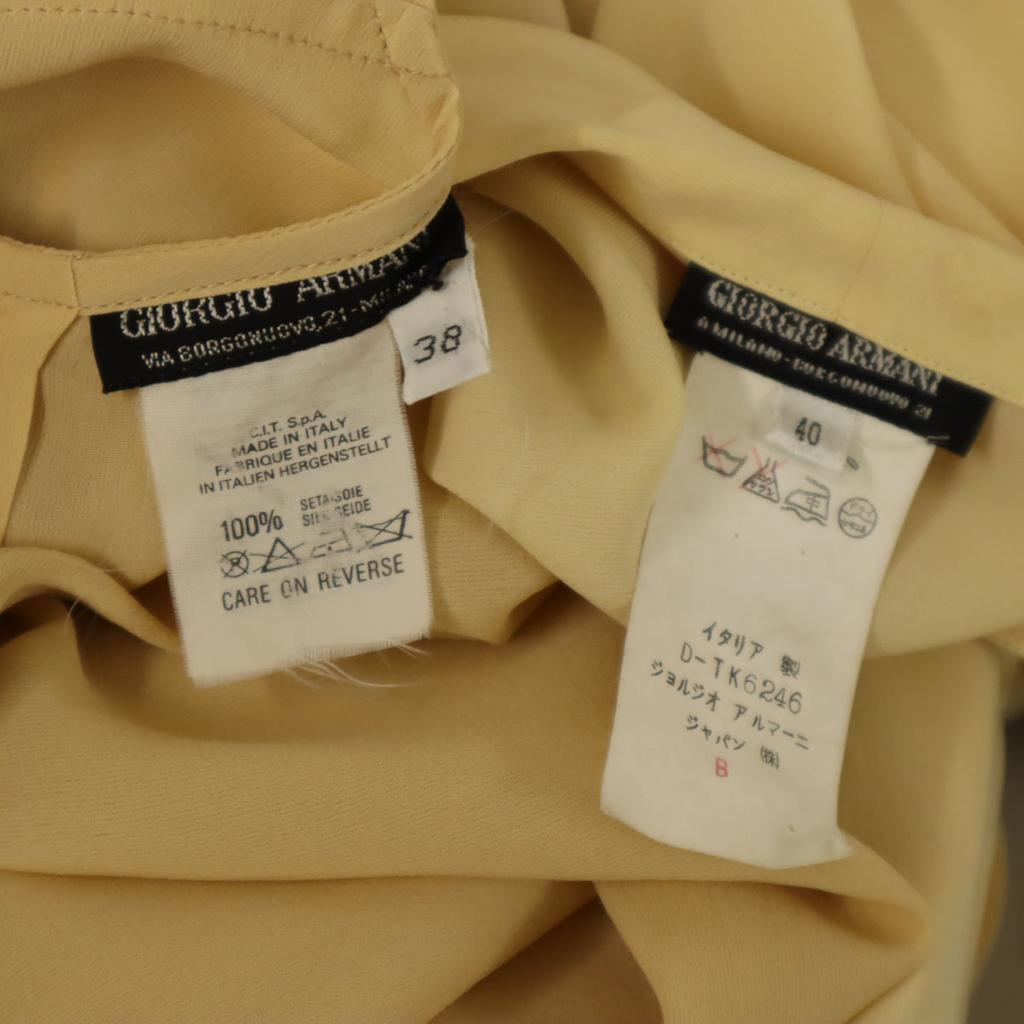 GIORGIO ARMANI 80s 90s Made in Italy 100% Silk Old Long sleeve Two-piece set blouse Women Used