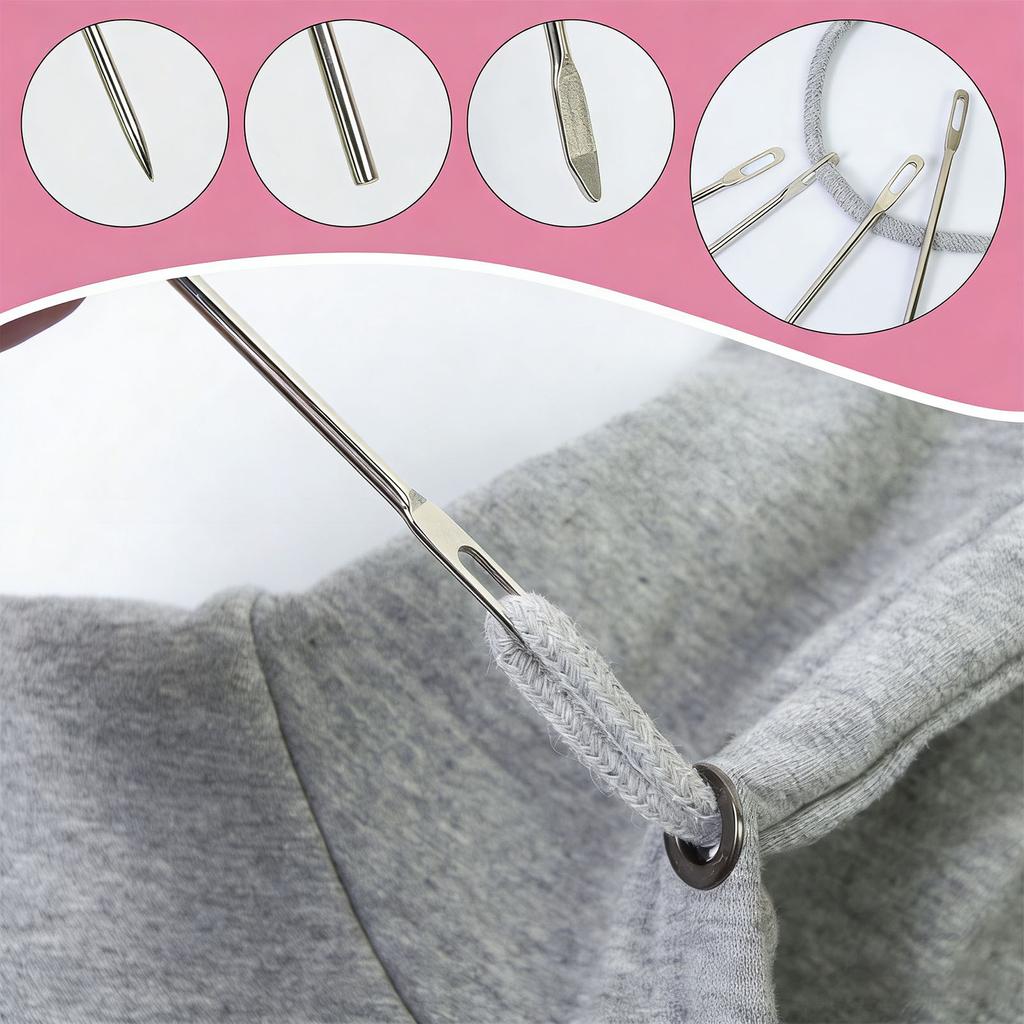 Multifunction Drawstring Threader and Fabric Turner Set Elastic Band Threading Tool for Garment Repair Tailoring Sewing