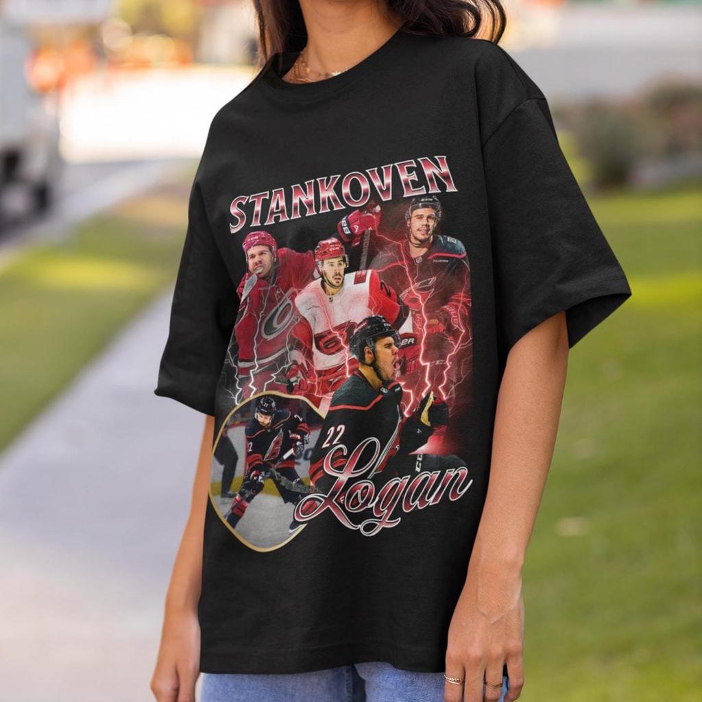 Logan Stankoven Carolina Hurricanes Shirt Vintage Canes NHL Fan Hockey Design Bootleg Geschenk Klassisches Grafik-T-Shirt Unisex T-Shirt Limitierte Auflage
