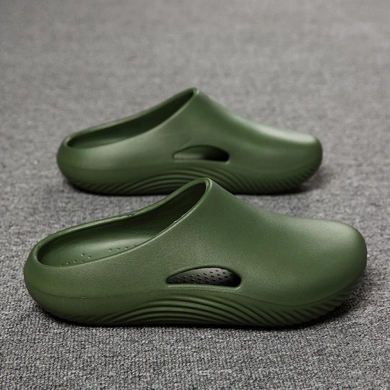 Breathable Men Slippers WaterProof Anti Skid Chef Shoe Slip on Casual Home Slippers Lightweight Beach Sandals Male Garden Clogs