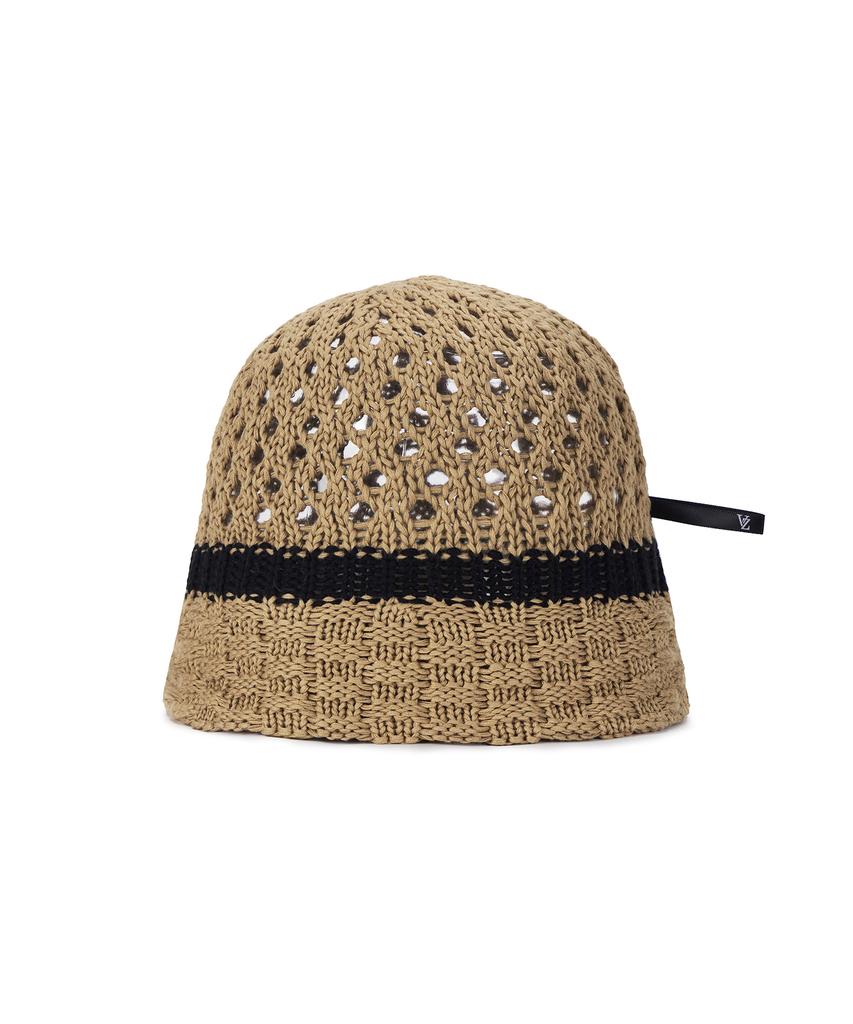 Bajal Vz Long Label Half Punching Bucket Hat Beige
