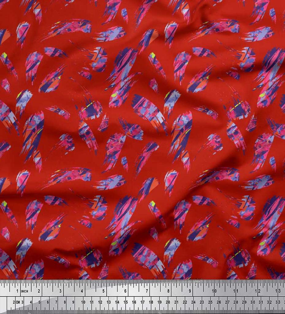 Soimoi Japan Crepe Satin Fabric Brush Stroke Abstract Print Fabric by Metre 42 Inch