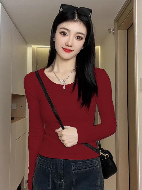 Women's Petite Slim Fit Long Sleeve Cotton T-Shirt for Spring/Autumn
