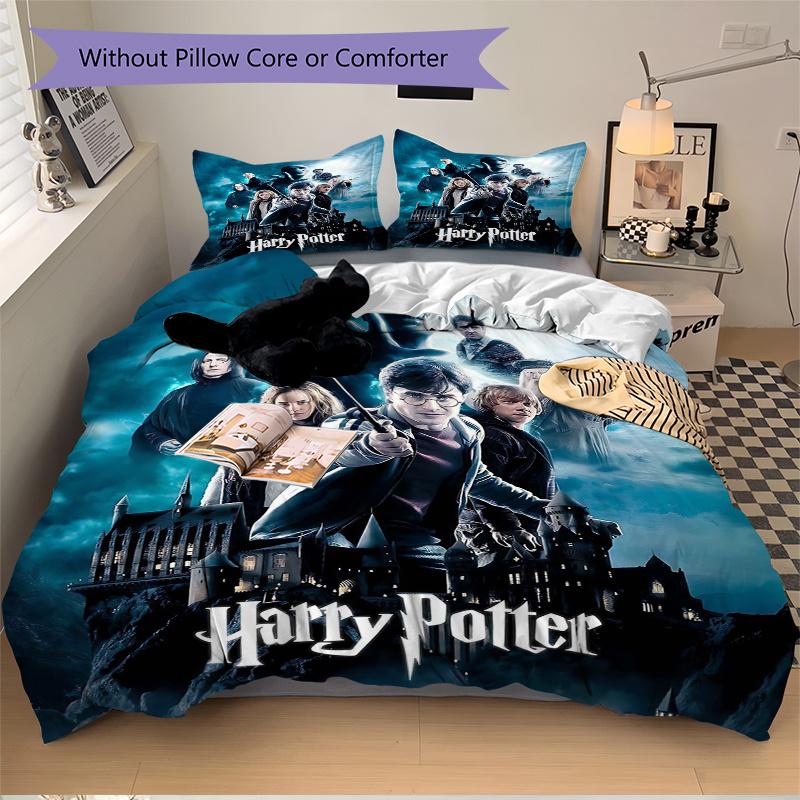 3pcs Harry Potter and His Friends Bedding Set, Including 1 Quilt Cover and 2 Pillow Shams, Without Filling, Soft and Comfortable Home Bedroo