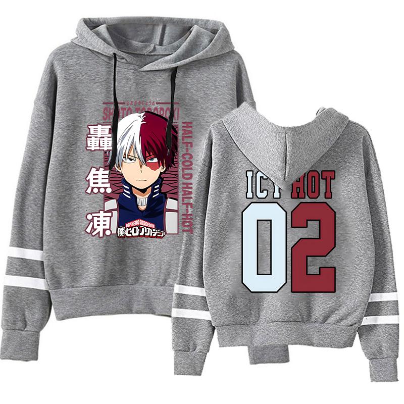New Anime Todoroki Shoto Print Hoodie Women Men Casual Tops Autumn And Winter Sweatshirts Stripe Long Sleeve Harajuku Pullover