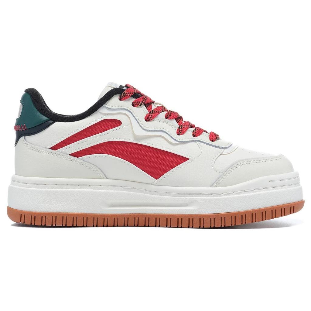 Li Ning Future C1 Synthetic Leather Slip Resistant Abrasion Resistant Low top Skateboard Shoes Women's White Red Green AGCT028-11