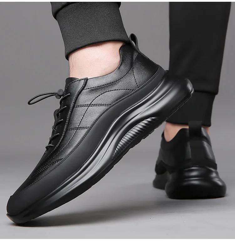 Baskets Casual en Cuir de Vache Noir Tendance pour Hommes Mode Nouveau Designer Printemps Automne Hiver Chaussures à Plateforme Chaussures de Sport pour Hommes
