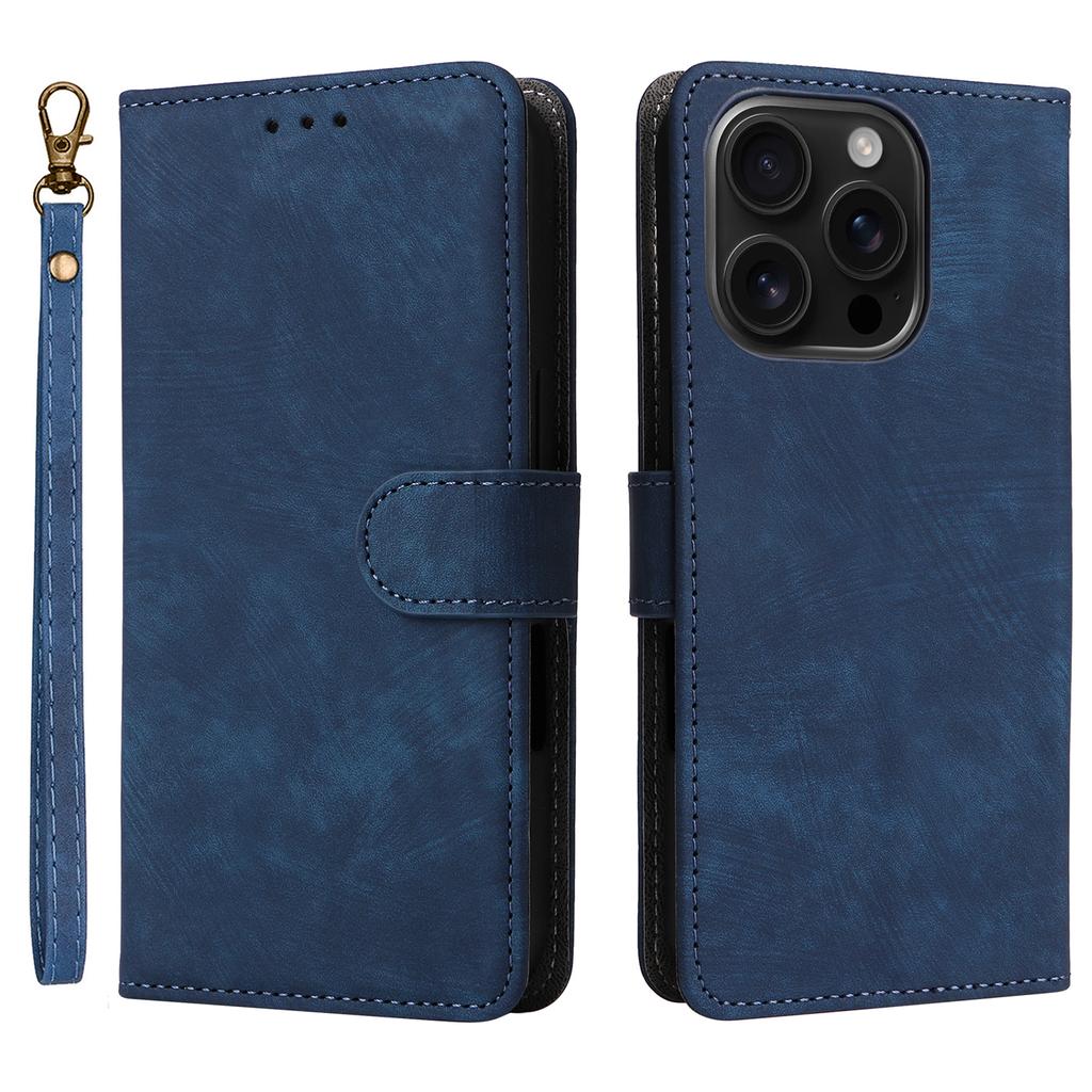 For iPhone 16 Pro Wallet Case RFID Blocking PU Leather Cover Stand View
