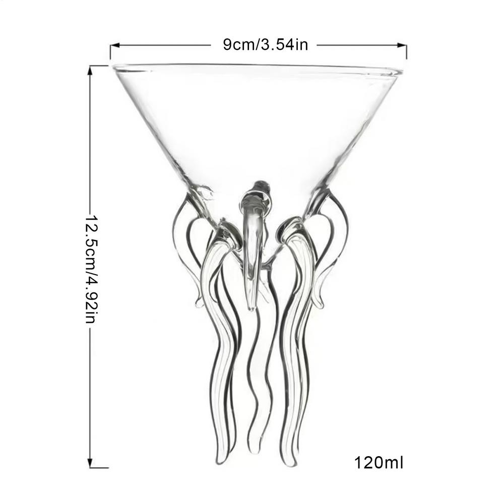 Octopus Shaped Cocktail Glass 120ml Funny Clear Glassware Conical High Footed Cup Octopus Cocktail Glass Cup Wine Drinkware 120ml