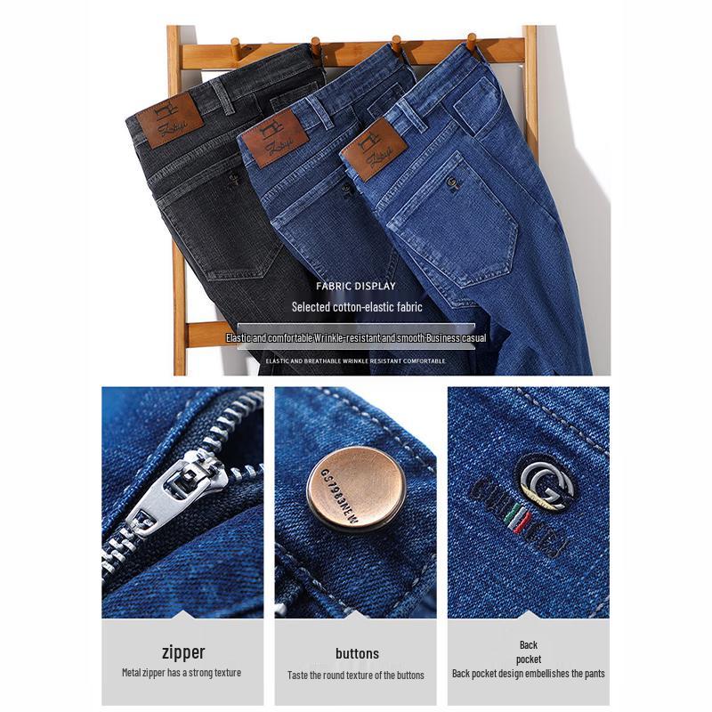 Romon Herren Jeans mit Plüschfutter und geradem Bein WL001R