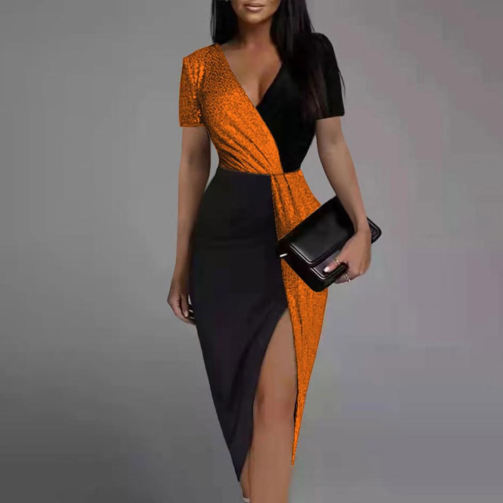 Women's Sleeveless Tank Sexy Strap Wrap Ruched Slit Party Cocktail Midi Dress