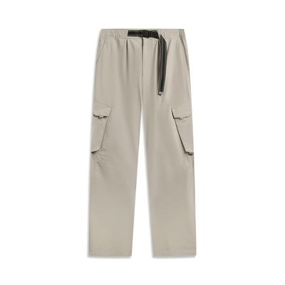 Li Ning Outdoor CF Reflective Ice Feel Comfortable Water Resistant Straight Leg Cargo Pants Men Pants Brown Gray AYKW601-1