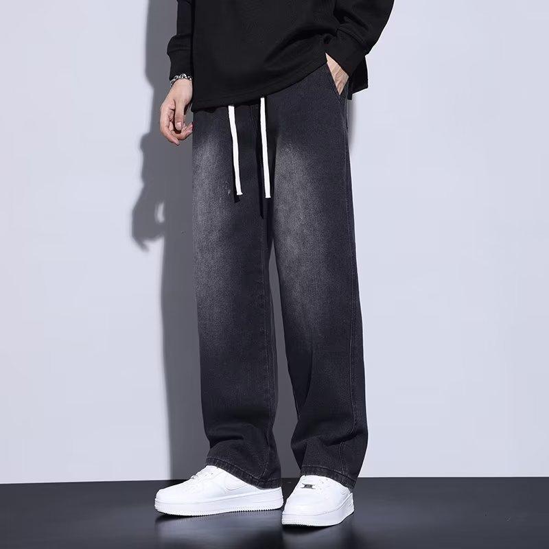 JYL Men's Black Jeans Vintage Trendy American Style Straight Casual Denim Pants