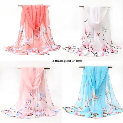 Leichter Chiffonschal: Frühlings-/Sommerdruck, Strandtuch & Sonnenschutzschal für Damen