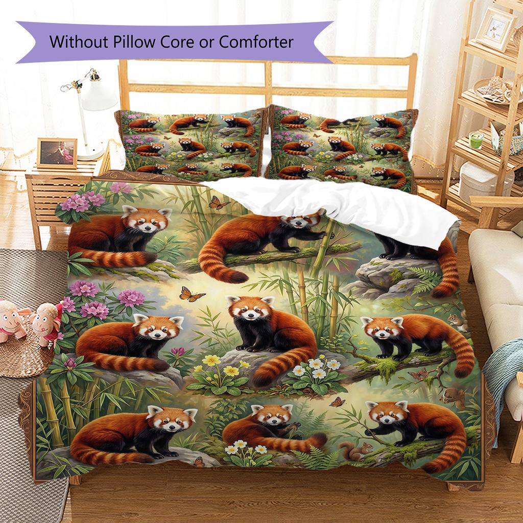 Retro Oil Painting Animals Pattern Bedding,Quilt Set Quilt Cover Pillowcase Home Birthday Gift (1 * Duvet Cover + 2 * Pillowcase, Without Core)