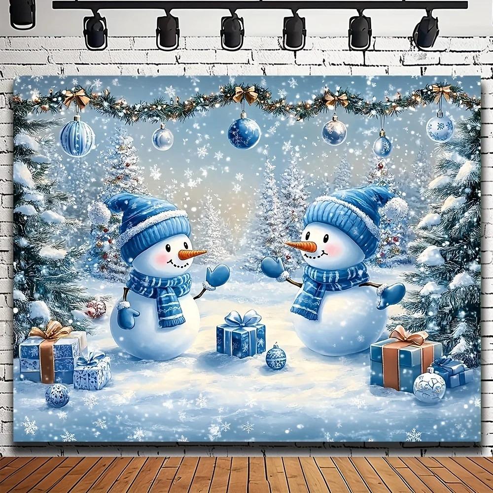 Winter Christmas Day Christmas Tree Snowman Banner Background Family Party Children's Family Portrait Photography Background