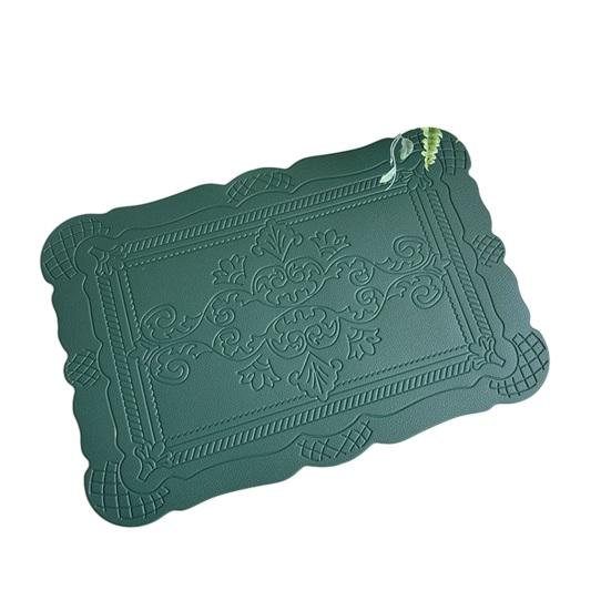 Placemat, Waterproof Heat Resistant Dinner Table Mats, Non-Slip Embossed Decorative Kitchen Placemat for Dining Table темно-зеленого