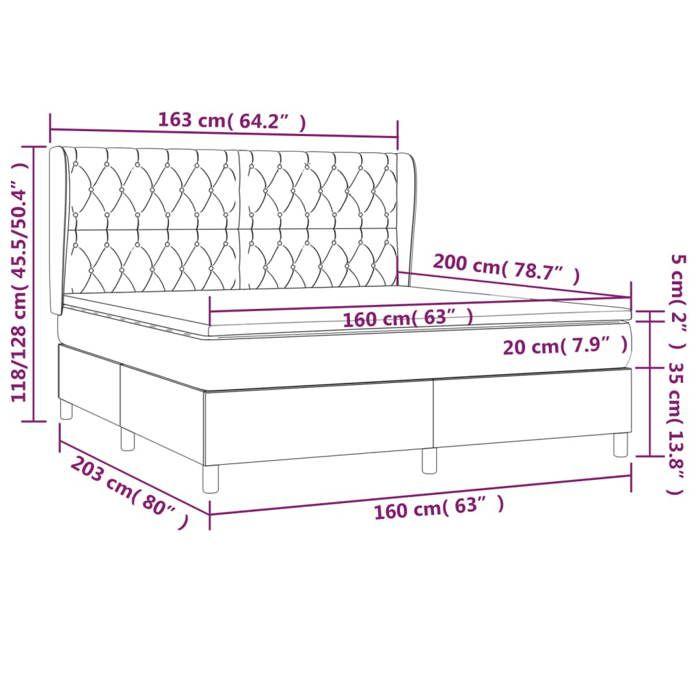 3128773 vidaXL Divan Bed with Mattress Light Grey 160x200cm Fabric