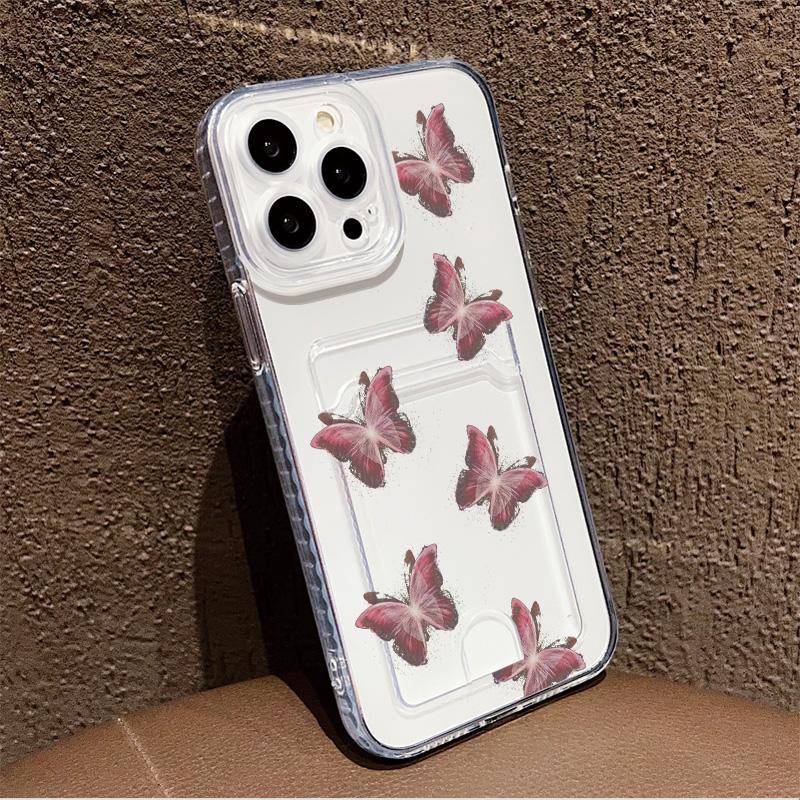 Card Slot Holder Silicone Wallet Pocket Case For iPhone 17 Air 16 15 14 Redmi Note 12 13 Oppo A18 A38 A58 Samsung S23 S24 S25 Cover Clear Phone Bumper