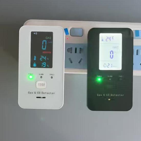 4-in-1 Gas & CO Detector with LCD Display Plug-in Natural Gas Carbon Monoxide Alarm Temperature & Humidity Monitor High Sensitivity Home RV Safety