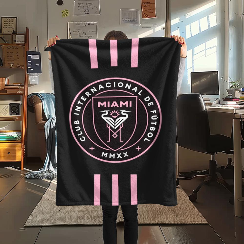 1 Stück Inter Miami CF Aufdruck Flanelldecke, Hohe Qualität, Bequem für Alle Jahreszeiten, Heimdekoration, Wärme und Komfort, Perfekt für Weihnachtsgeschenke