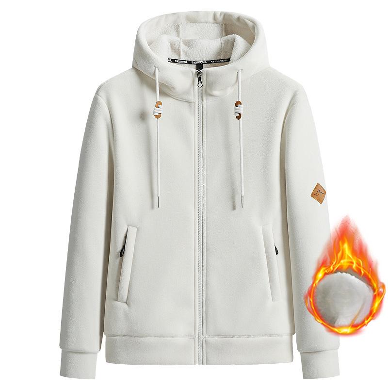 Winter Lamb Fleece Hoodie for Men Korean Version Thick Warm Coral Fleece Zipper Jacket Couple Hooded Coat Sudaderas Para Hombres
