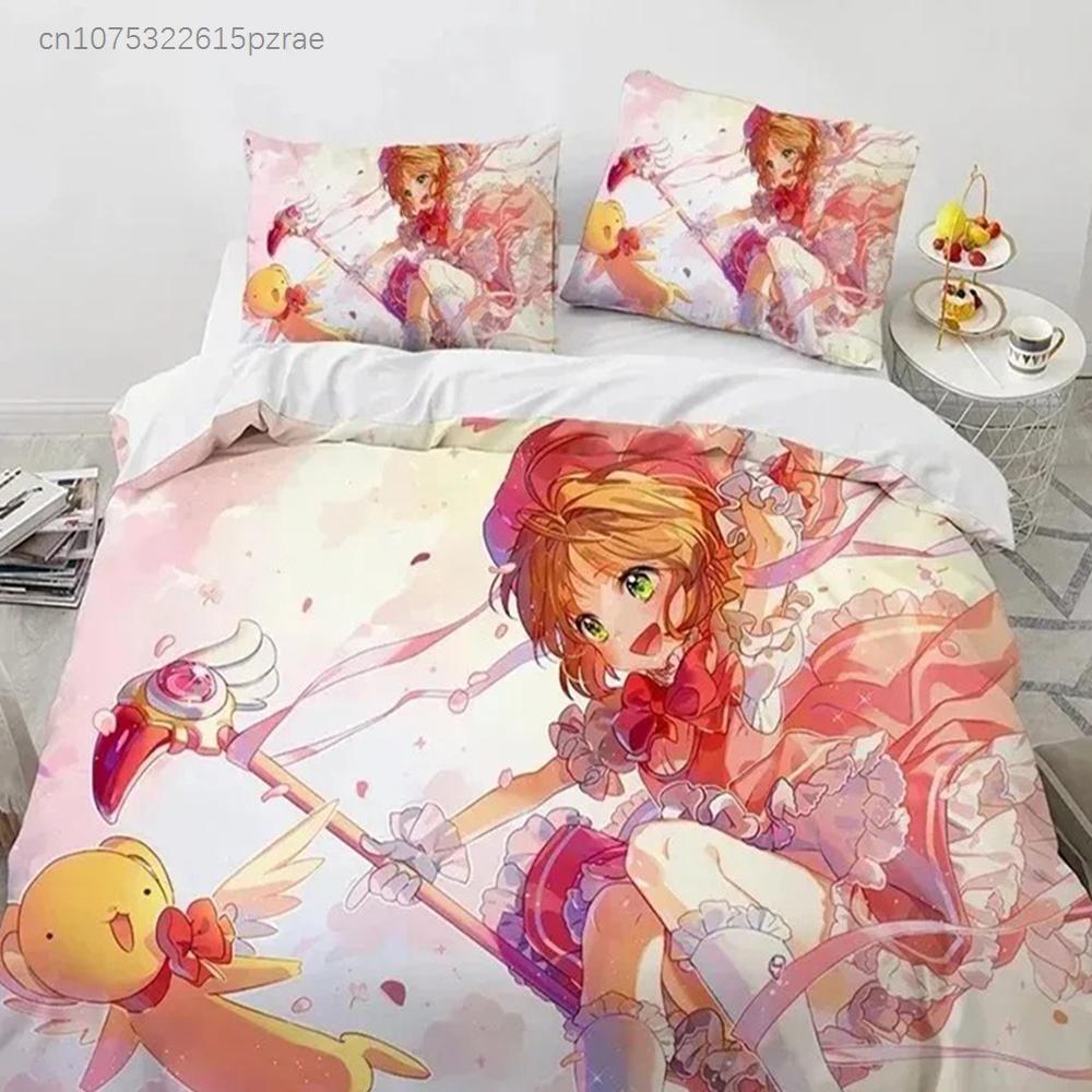 Cardcaptor Sakurar Bedding Set 3D Printed Suitable For Bedroom Duvet Cover Set With Pillowcases Kids Home Textile