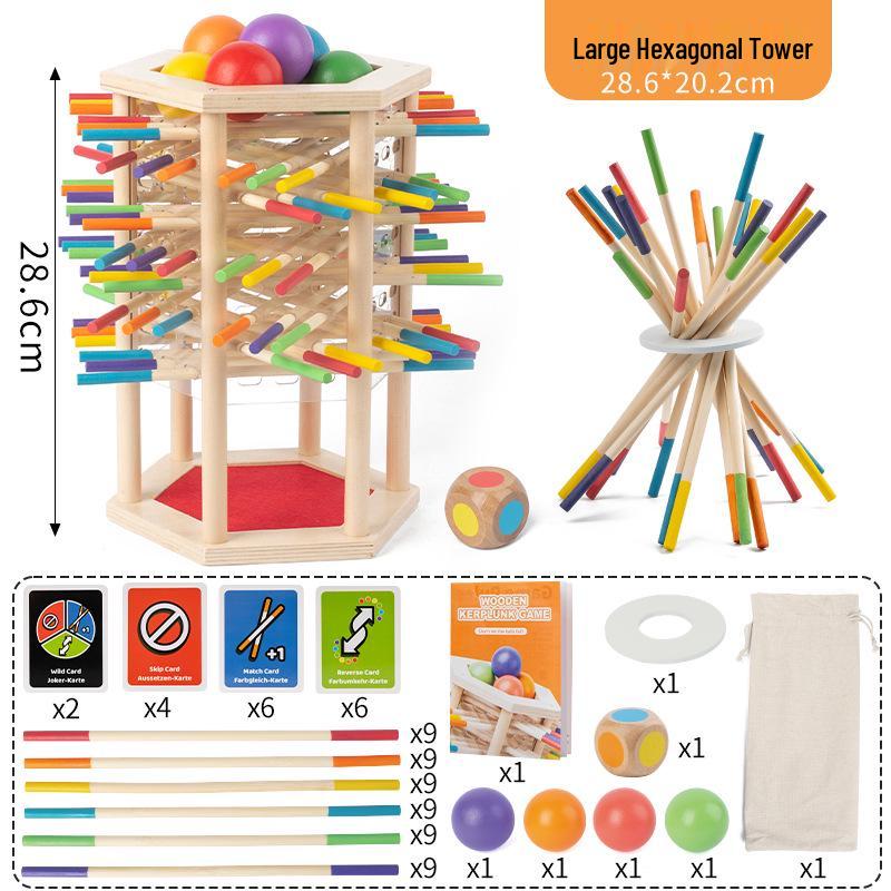 Early Education Wooden Pick-Up Sticks: 3-in-1 Color Recognition, Parent-Child Interaction, and Balance Table Game.