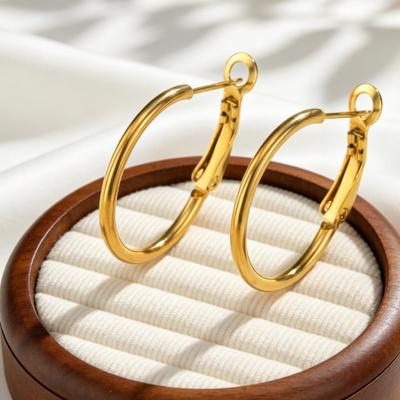 Minimalist Round Hoop Earrings for Women Stainless Steel Geometric Earrings Hip Pop Fashion Jewelry Gift