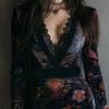 European and American Cross-Border 2025 New Style V-Neck Lace-Trimmed Printed Long-Sleeve Dress, Sexy Waist-Cinching Bodycon Short Dress