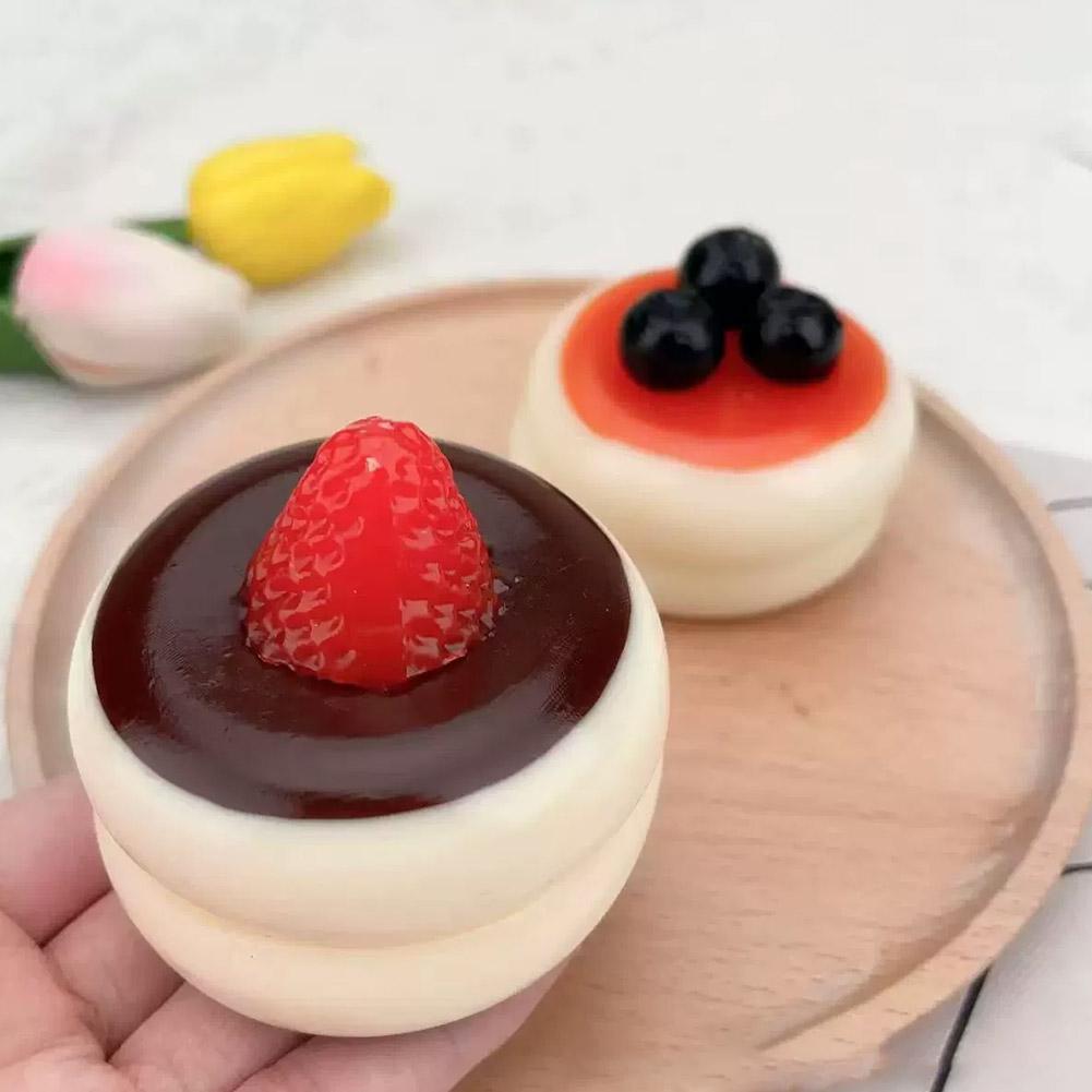 Kawaii Cheese Bread Squishy Toy Blueberry Strawberry Slow Rising Squeeze Fidget Toys Stress Relief For Kids Adults Sensory Gift