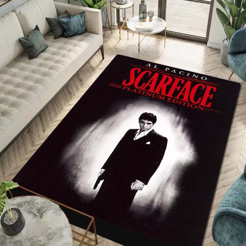 Tappeto Tappeto Movie 3D Printing Scarface Tony per Camera da Letto Soggiorno Casa Decorazione Divano, Tappetino Gioco Bambini Grande Decorazione Pavimento Regalo