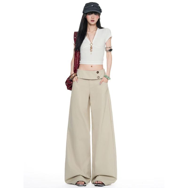 VIONA American Retro White Wide Leg Jeans Women Summer Loose Fit Simple Versatile Fashionable Floor-Length Pants Casual Trousers