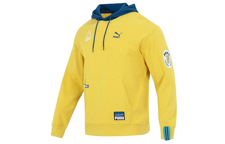 PUMA Sweatshirts Men s Yellow Hooded Moderate Regular 677377-31 XL