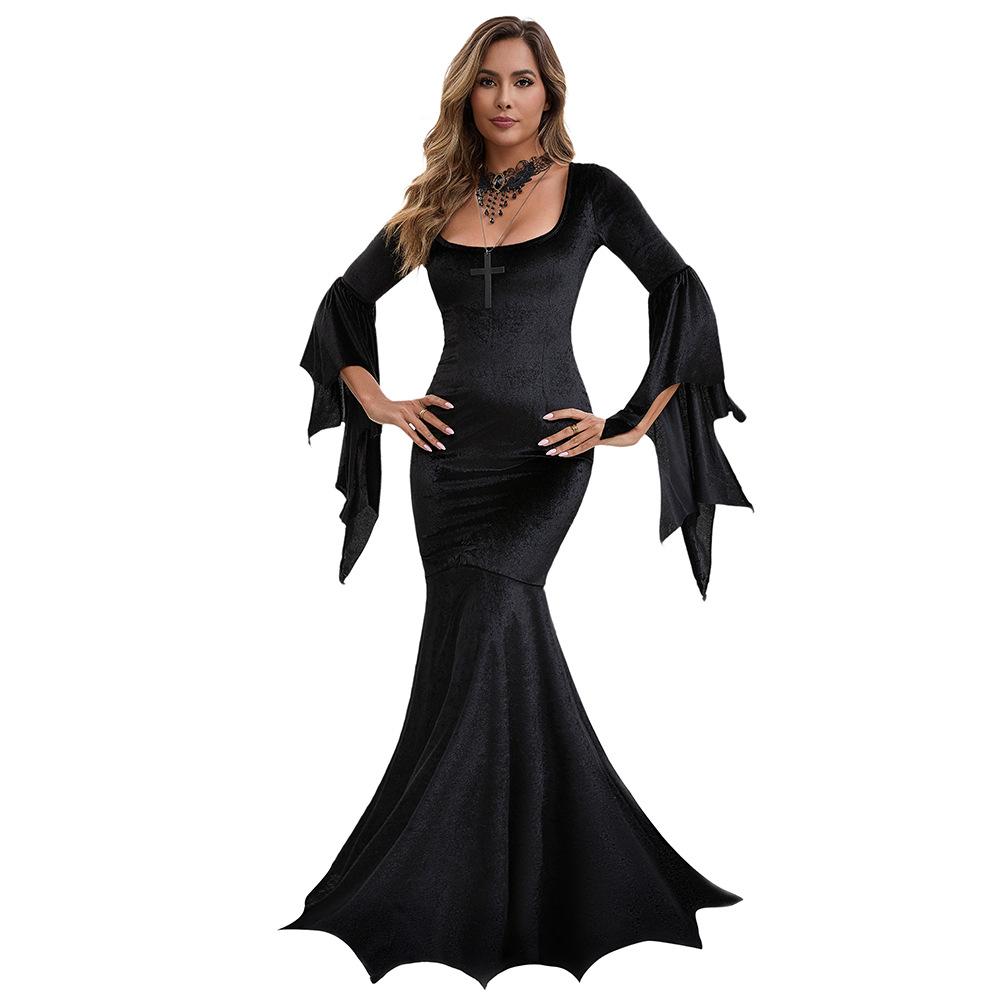 Halloween Bat Witch, Dark Gothic, Witch Vampire Makeup Ghost Bridal Dress Performance Costume