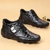 Crocodile Patterned Leather Men Casual Ankle Shoes Luxurious Brand Business Comfort Real Leather Boots High-quality Boot