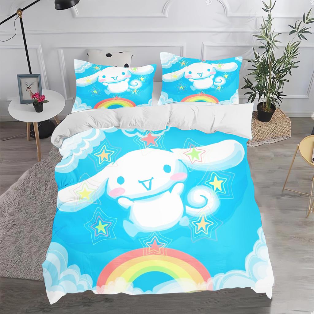 Cinnamon Dog Sanrio Twin Size Bedding Sets Duvet Cover 3-Piece Set 1 Quilt Home  Polyester Comforte Luxury Anime