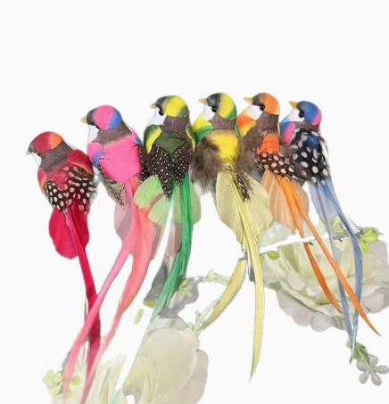 Set of Decorative Foam Birds with Clips for Crafts Floral Arrangements Home Decor and DIY Projects Various Styles and Patterns Included