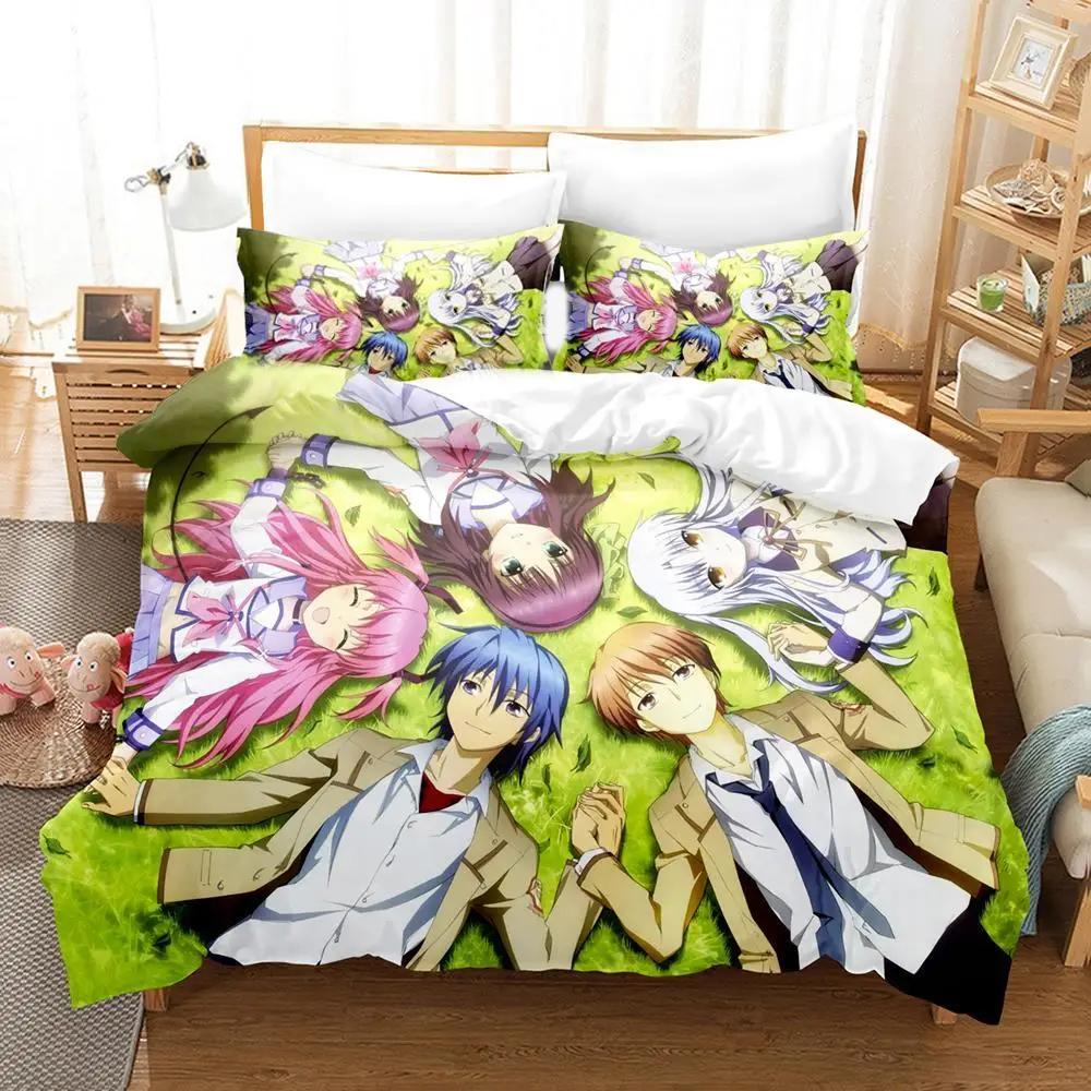 3D-tryck Anime Angel Beats Sängklädesset Påslakan Sängset Täcke Örngott Täcke King Queen Size Pojkar Vuxna Sängkläder