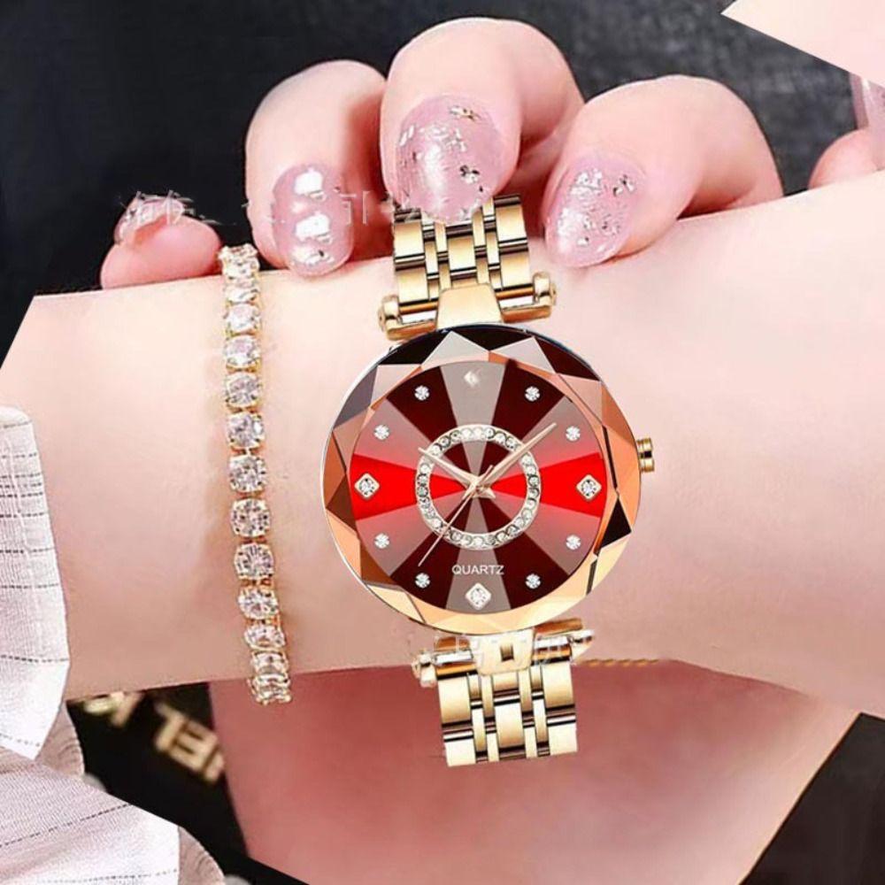 Exquisite Rhinestone Quartz Watches Luxury Rose Gold Watch Women's Wristwatch  Festival Gift
