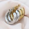 Hollow C-Shaped Titanium Steel Hoop Earrings for Women