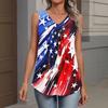 V-Neck Tank Top Women Print Tank Tee Casual Loose Fit Sleeveless Shirt