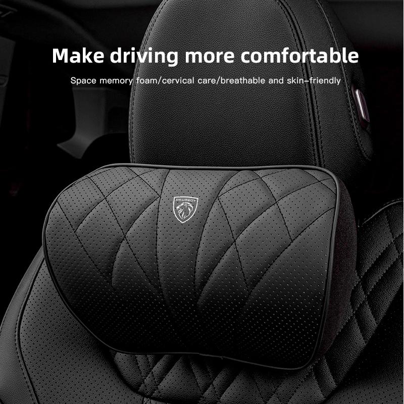 Car Neck Pillow Leather Lumbar Support Seat Headrest Cushion For Peugeot h 5008 408 308 Landtrek 208 2008 3008 Rifter 508 301 108