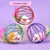 Random Cat Toy Mouse Real Feather Tail Painted Wire Cage Cat Toy Cage Mouse