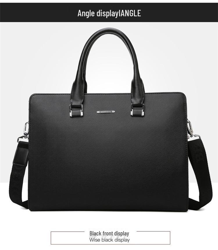 Men's PVC Horizontal Business Casual Briefcase - Large Capacity Laptop & Document Bag